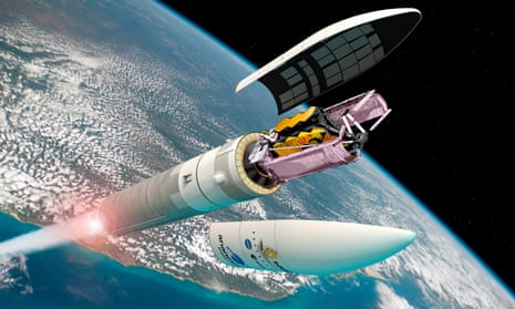 An artist’s impression of the James Webb Space Telescope (JWST), which was launched on board an Ariane 5 rocket on Christmas Day.