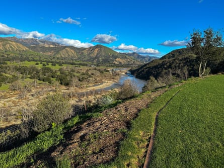 The 132,000 acre Rancho San Fernando Rey is a breath-taking cattle ranch located between Santa Barbara and Santa Ynez, 100 miles north of Los Angeles. Surrounded by the now closed Los Padres National Forest, it now has a lush and abundant river running through it, thanks to the ‘atmospheric river’ that filled the usually dry valley on 17 January.