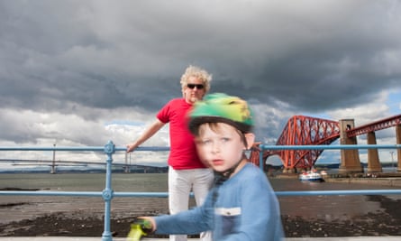 The author and young cyclist at Queensferry.