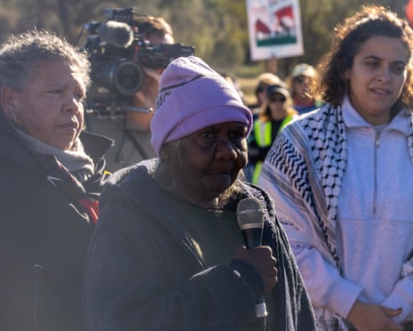 Traditional owner Felicity Haye speaks at protest