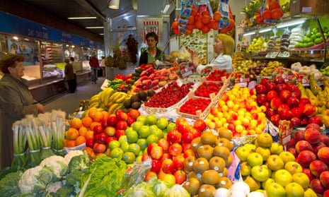 Fresh produce on sale in Bilbao, Spain.
