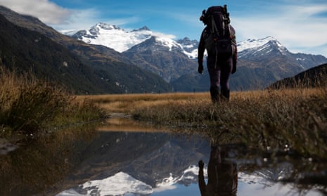 A walker in New Zealand’s famous Southern Alps. A government report says growing numbers of visitors threatens the region’s natural beauty.