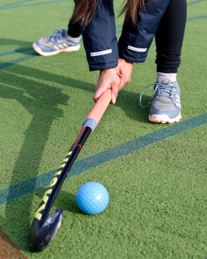 Kiran Kaur Gill playing hockey.