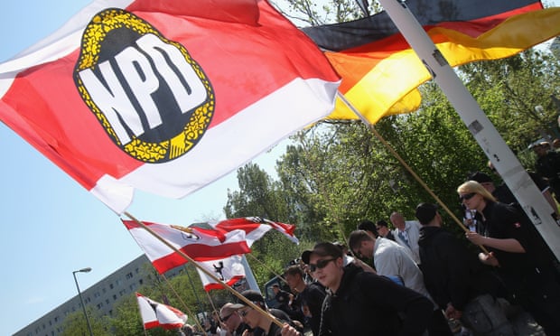 Supporters of the far-right anti-immigration NPD party in Berlin.