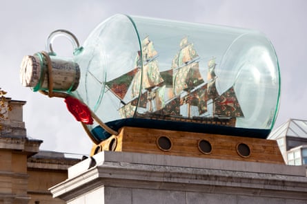 A ship in a bottle on a plinth