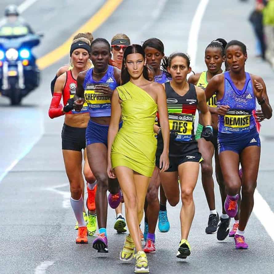 Bella Hadid ‘running’ a marathon … the work of @siduations.