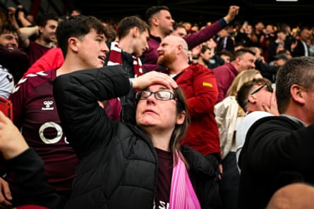 Hearts fans react after the win over Rangers