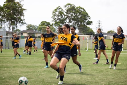 Stajcic, who is the daughter of former Matildas coach Alen, during a training session.