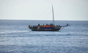 Asylum seekers on a boat near Christmas Island