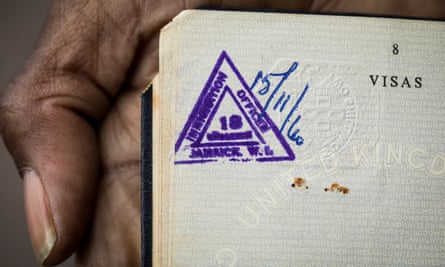 The stamp inside Howard’s mother’s passport, showing they were given indefinite leave to remain.