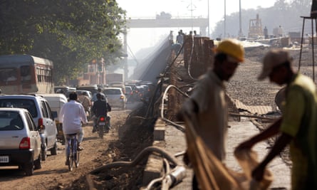 Roadworks on a flyover in Pune, India, another of the final tranche of resilient cities.