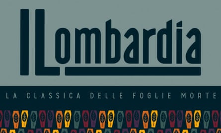 Detail of Santini’s 2016 Giro Di Lombardia jersey colours, featuring the iconic dying leaves, designed by Fergus Niland