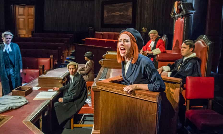 Court or debating chamber? … Catherine Steadman (Romaine) in Witness for the Prosecution.