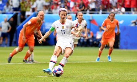 Megan Rapinoe of USA scores from the penalty spot.