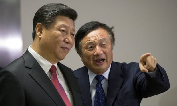 Ren Zhengfei, the founder of Huawei, right, pictured with the Chinese president, Xi Jinping