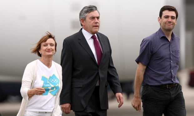 In 2008, with the then prime minister Gordon Brown, and minister for the Olympics and London, Tessa Jowell.