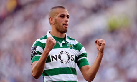 Islam Slimani joined Sporting in 2013 and has scored 26 goals in 32 league games this season. 