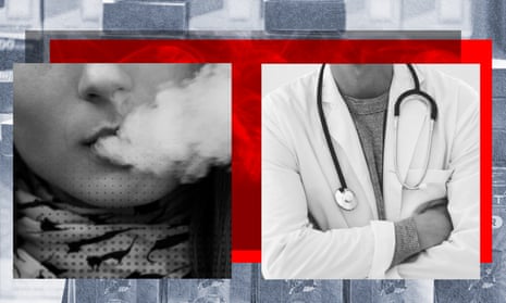 Composite of a person vaping and a doctor