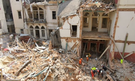 Rescue teams search through rubble