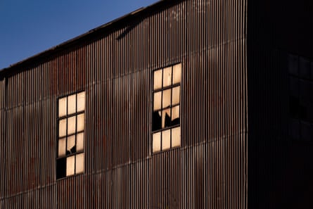 broken windows at a factory
