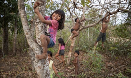 Children of the Nambikwara Sarare tribe in Mato Grosso state, Brazil