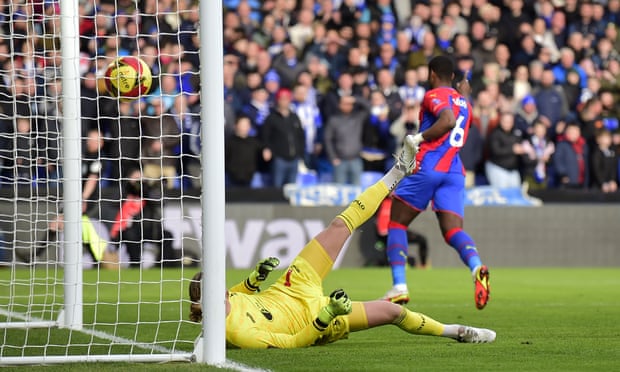 Marc Guéhi turns away after scoring the first Crystal Palace goal on four minutes