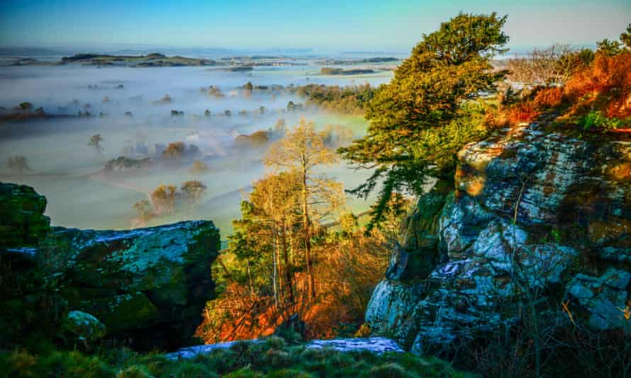 A photo from the viewpoint at Grinshill and Corbet Wood, near Shrewsbury in Shropshire on 27 February. The image has had a colour enhancer effect applied to it.