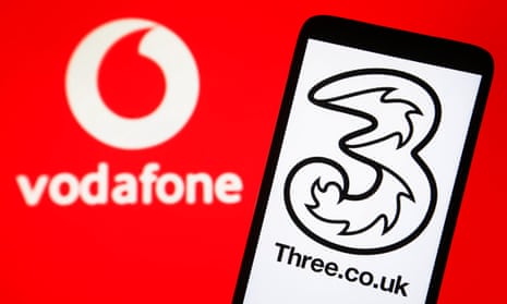 Vodafone and Three UK logos