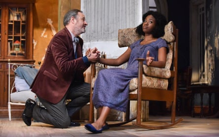 Looking both backards and forwards … Robin Kingsland as Gayev and Evlyne Oyedokun as Anya in The Cherry Orchard.