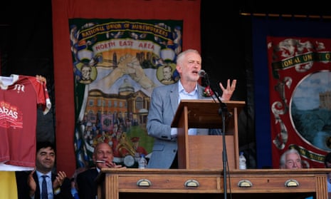 Jeremy Corbyn addresses the Durham Miners’ Gala