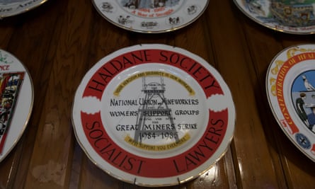 Ornamental plates commemorating strikes hung on the walls of the Wakefield Labour Club, also known as The Red Shed.