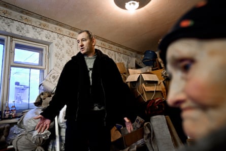 Nina Merzlikina, 75, and Sergei Kostenko, 45, have packed up their belongings at this apartment in Vorkuta, waiting to be evicted. Local officials want to close the village on the city outskirts, so they can shut off supplies of gas and electricity.