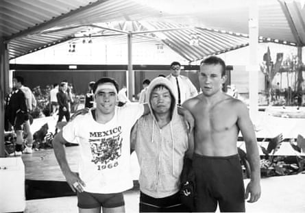 Kinsela pictured training with South Korean and Soviet wrestlers in Mexico in 1968.
