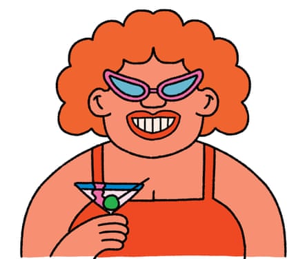 Illustration of a woman drinking a cocktail