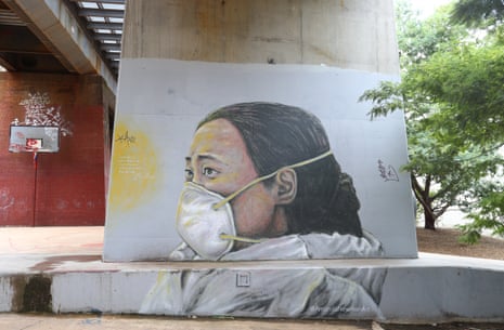 A street art mural of Chinese doctor Ai Fen, by artist Amanda Newman, captured in Melbourne on 22 April.