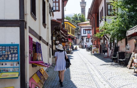 Colourful Odunpazari District houses view in Eskisehir City.