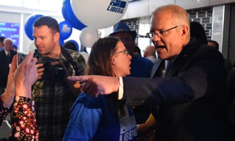 Scott Morrison at a campaign rally at the Seacliff surf lifesaving club in Adelaide