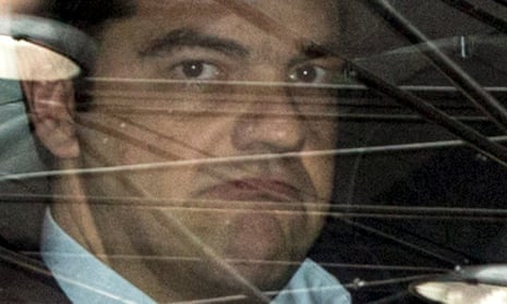 The Greek prime minister, Alexis Tsipras, arrives in his car at a eurozone summit in Brussels on Sunday.
