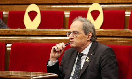 Quim Torra in the Catalan parliament