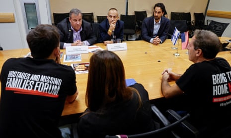 Former New Jersey governor Chris Christie visits Sourasky Medical Center in Tel Aviv to meet with family members of hostages held by Hamas.