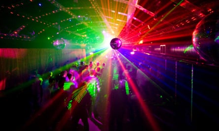 A laser show at a night club