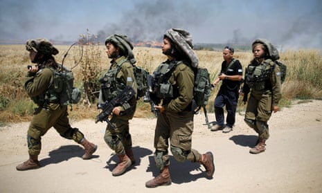 Israeli soldiers patrol the border with Gaza where there were violent clashes earlier this month.