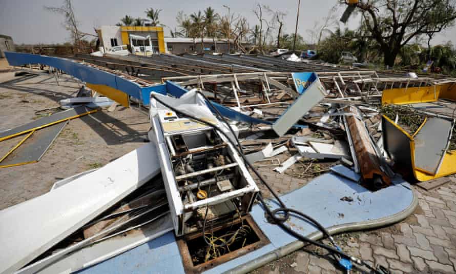 A petrol station flattened by Cyclone Tauktae in India’s western state of Gujarat.