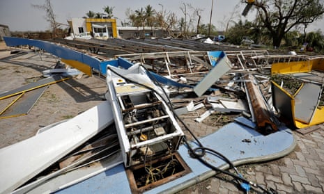 A petrol station flattened by Cyclone Tauktae in India’s western state of Gujarat.
