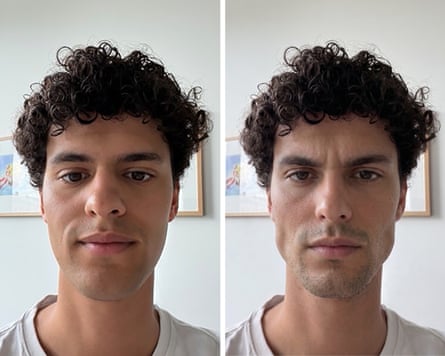 Before (left) and after AI’s ‘masculine’ alterations.