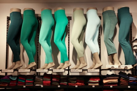 Rows of mannequins in green leggings