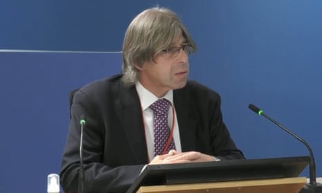 Simon Cash, cost manager for quantity surveyors Artelia, which worked on the Grenfell Tower refurbishment, giving evidence to the Grenfell Tower inquiry in London.