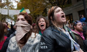 Women protesting at the Occupy Portland encampment in Portland, Oregon.