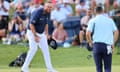 Shane Lowry looks at Justin Rose after his 62 at Valhalla