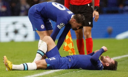 El sufrimiento de Ben Chilwell tras lesionarse el isquiotibial izquierdo contra el Dinamo Zagreb el pasado noviembre